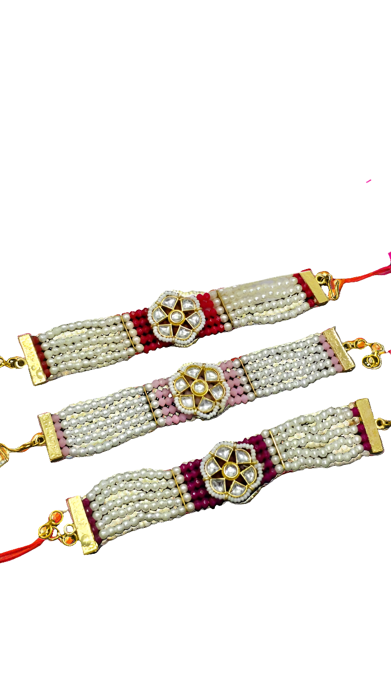 Ravishing Jadau Kundan Bracelet Rakhi(pack of 1)