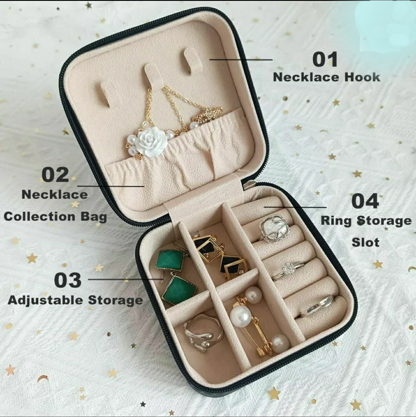 Mini jewelry organiser box pack of 2 color: Assorted