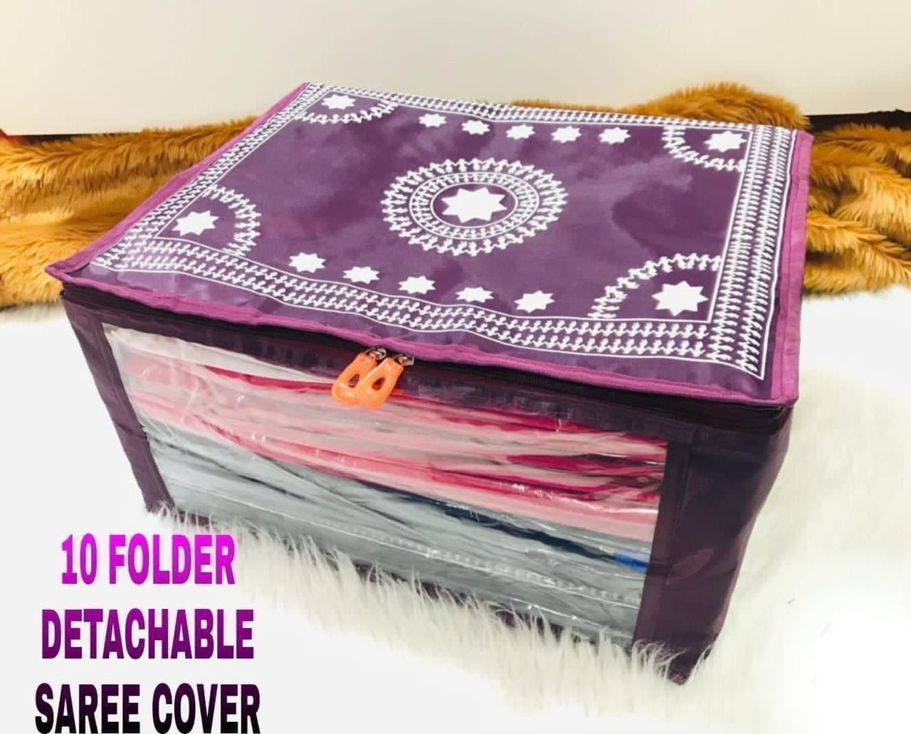 10 folder detachable large saree cover / color Assorted