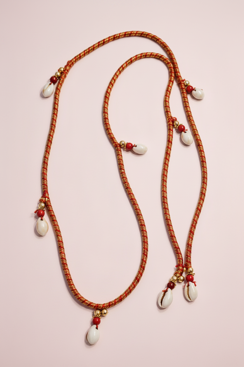 Traditional Mayra Bhaat Napni Mala | Handcrafted Cowrie Shell Wedding Ritual Accessory