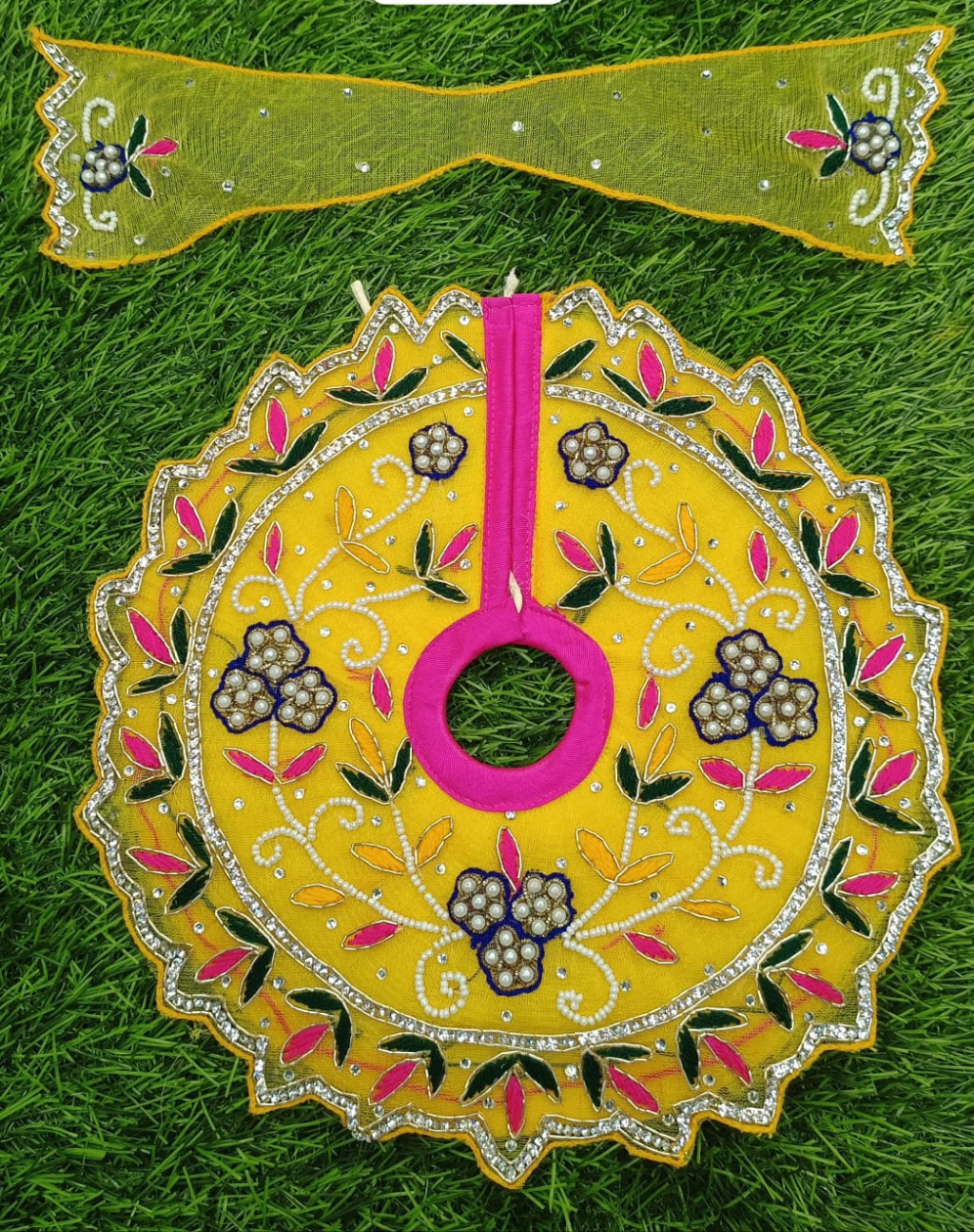 Pilli designer heavy Ladoo gopalji poshak 8 inch