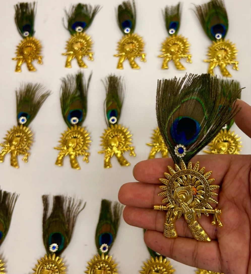 Bansiwala Metal Brooch ✨ – Krishna-Themed Decorative Pin for Weddings & Events (Pack of 25)