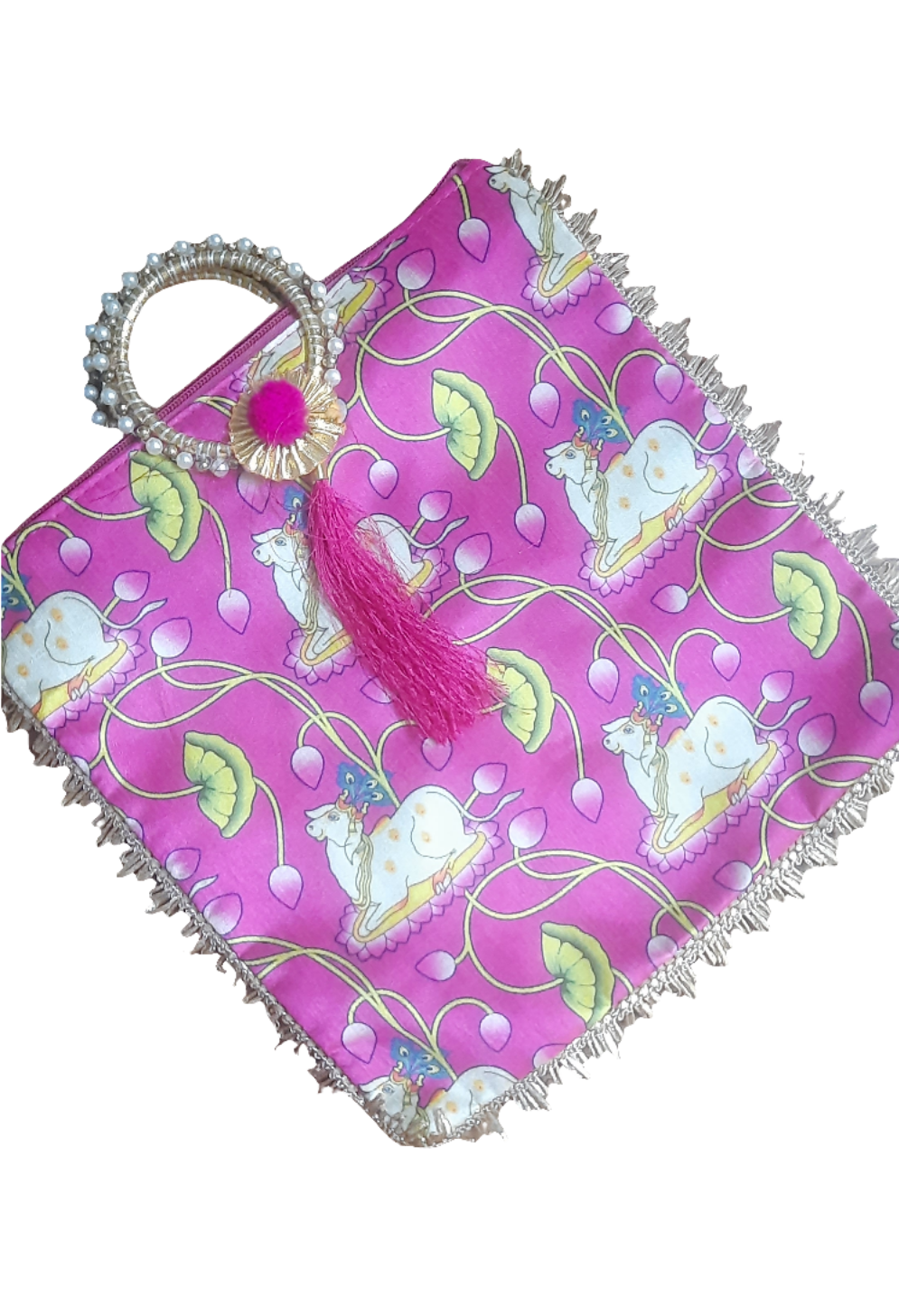 Pichwai Design Return Gift Bag (10x10 inch) – Traditional Ethnic Gift Bag for Wedding, Diwali & Festive Gifting