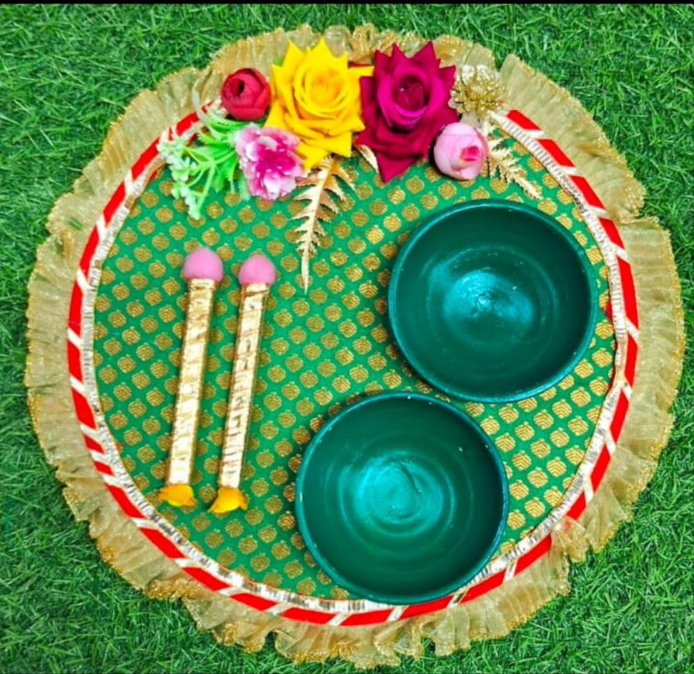 Beautiful handcrafted Tilak Platter 10* inch mdf base