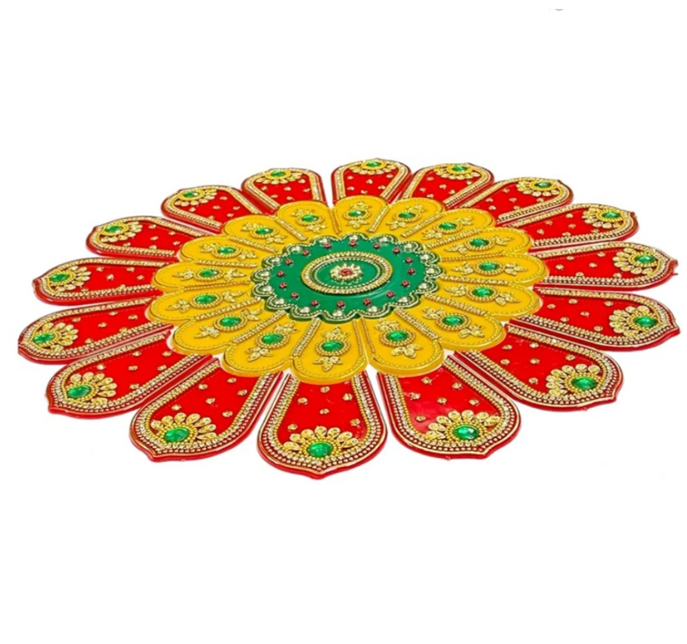 Diamond stone reusable Flower shape acrylic beautiful rangoli stickers 💫 size:13* inch