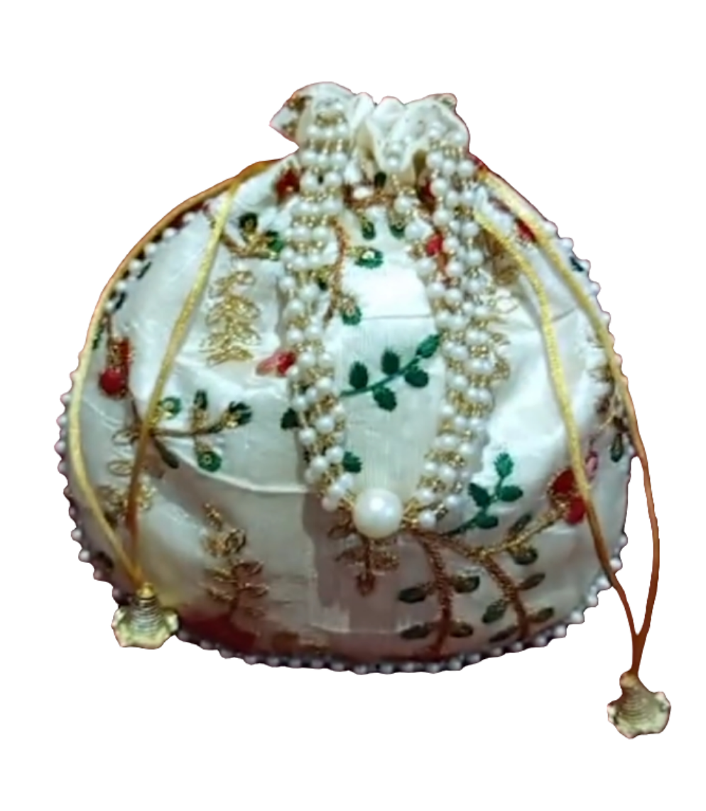 Beautiful handcrafted embroidery pearl work Potli bag for gifting 🌹pack of 1 size: L 8.4* H 9*inch pack of 14