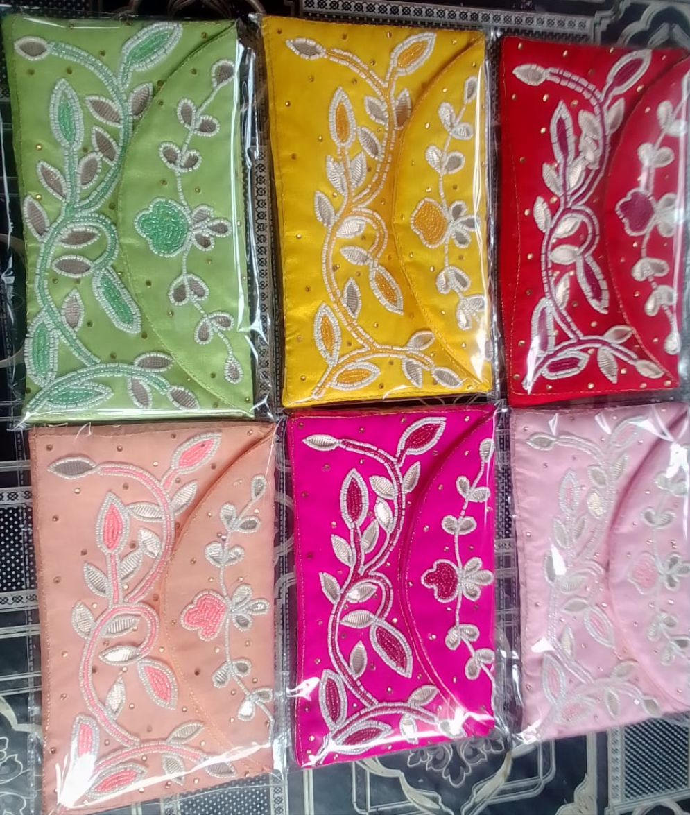 Gota pearl cheed designer money bag/clutch for gifting pack of 6