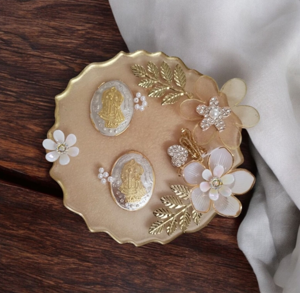 Sagun Coin Platters with German silver coins perfect for gifting pack of 10✨️