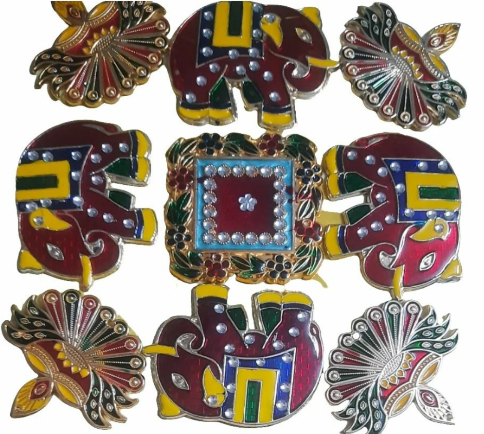 Reusable acrylic beautiful elephant diya stone work rangoli 💫
