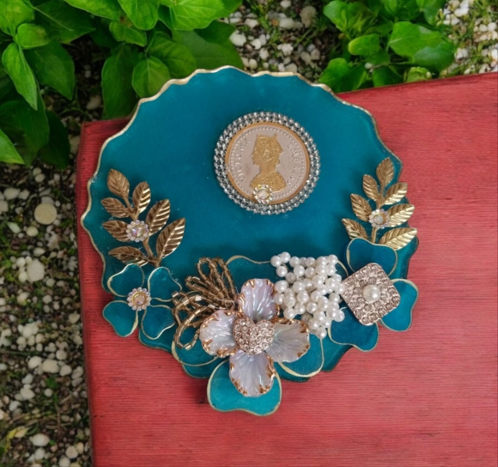 Sagun Coin Platters with German silver coins perfect for gifting pack of 10✨️