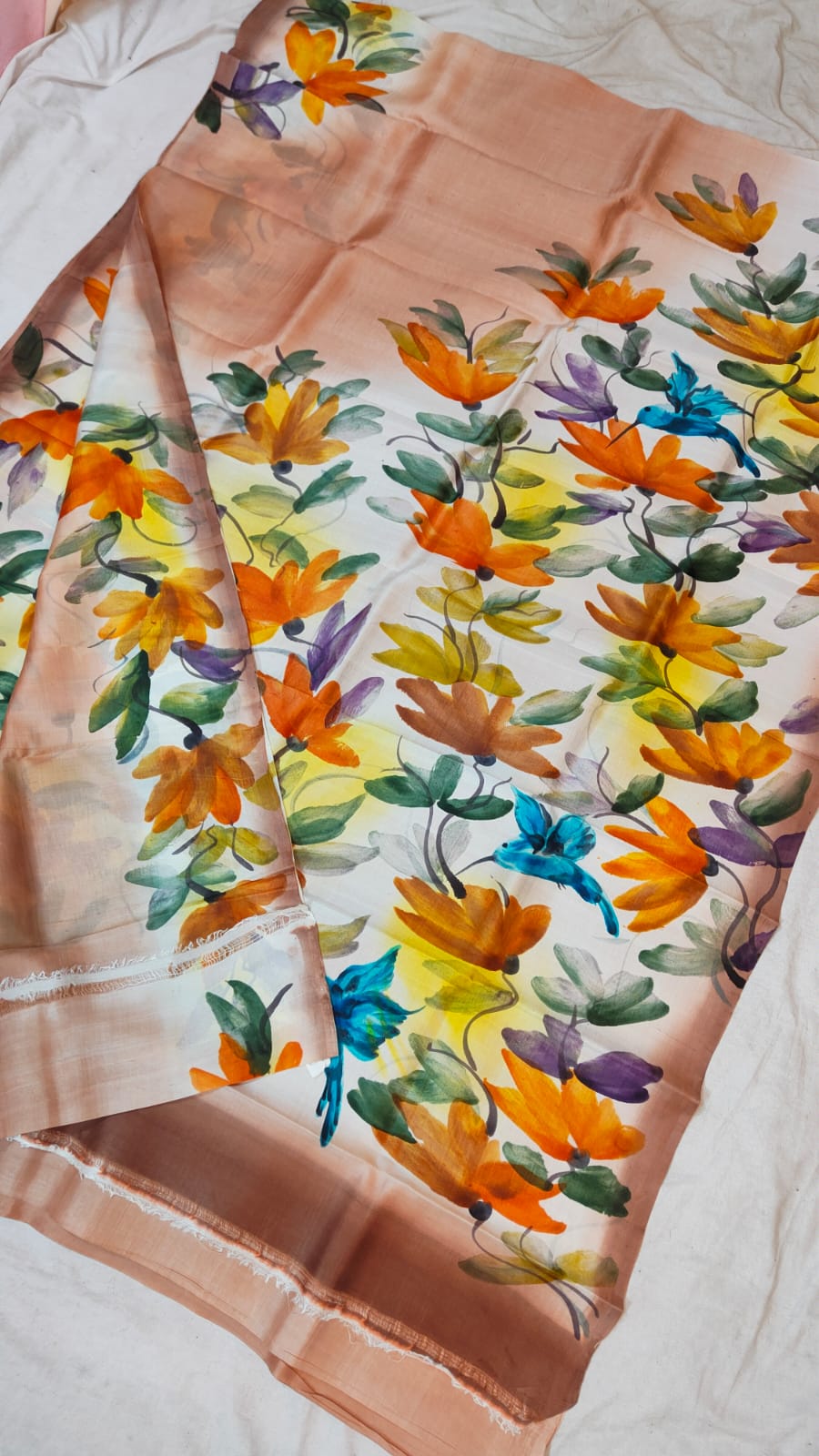 Floral printed Bishnupuri silk saree