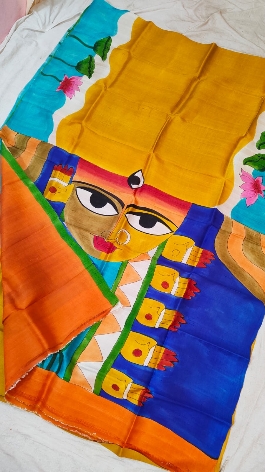 Beautiful god Handprints Bishnupuri silk saree