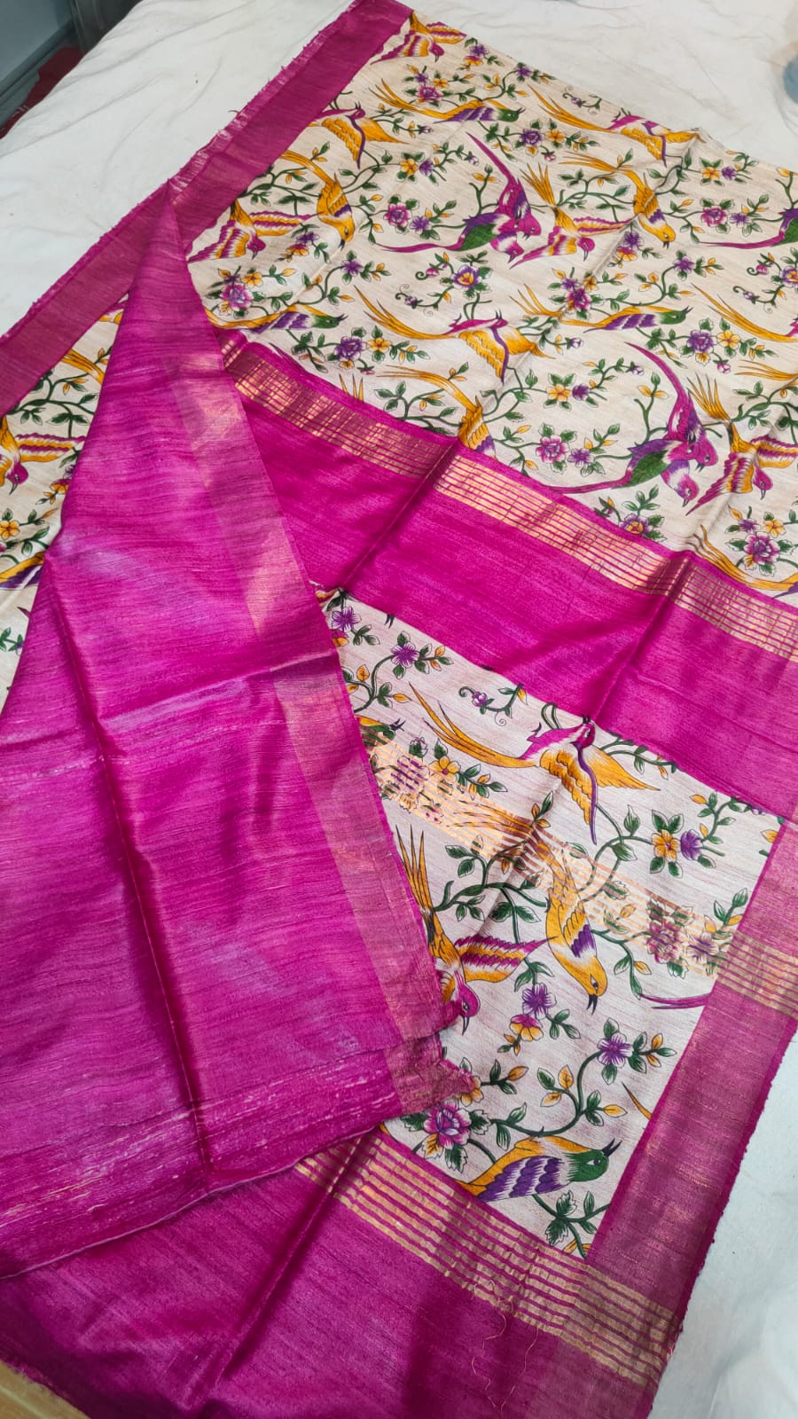 Beautiful Handcrafted Ghicha tussar silk saree