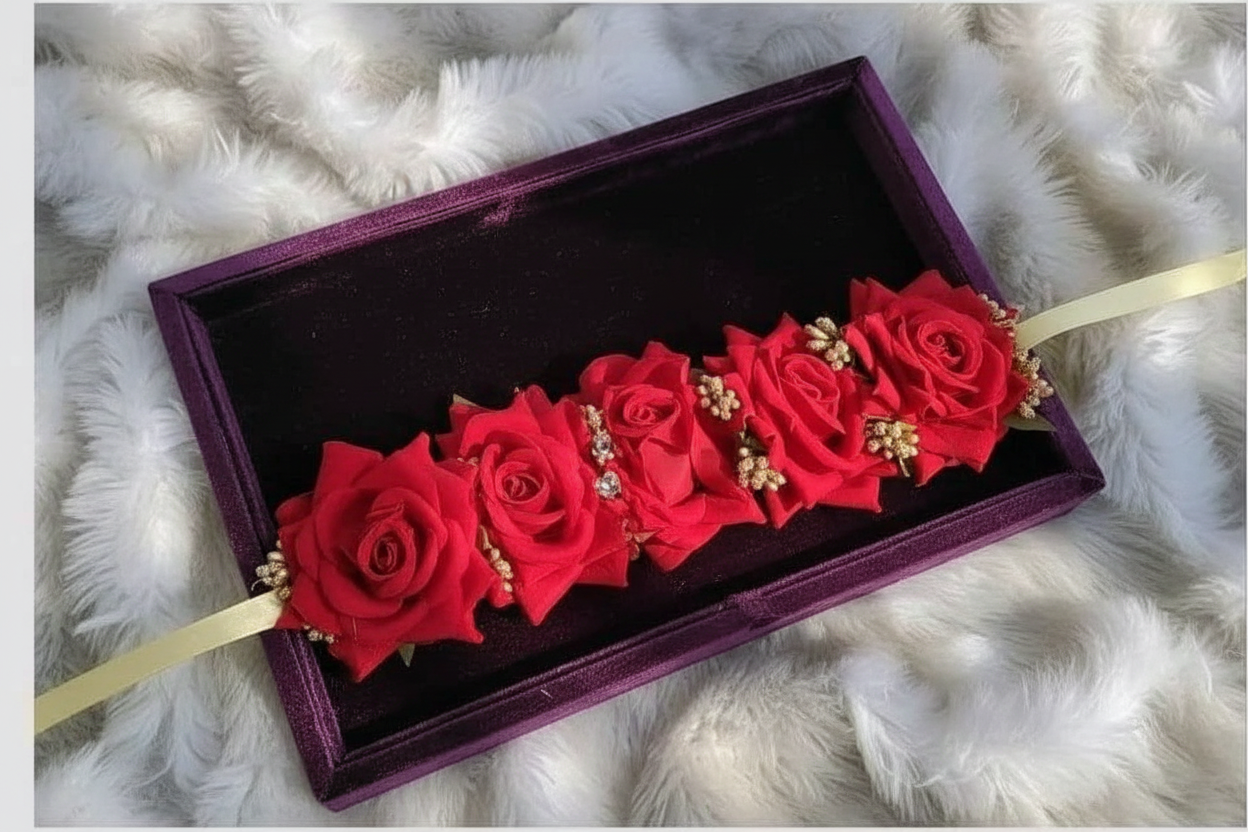 Velvet Rose Handcrafted Gajra for Hand & Hair – Pack of 2 | Elegant Floral Accessory 🌹