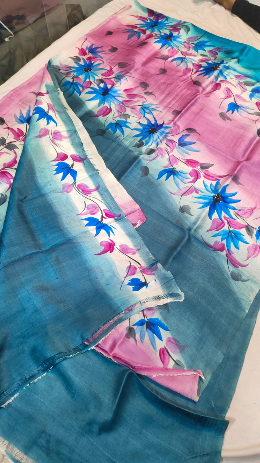Hand print silk saree