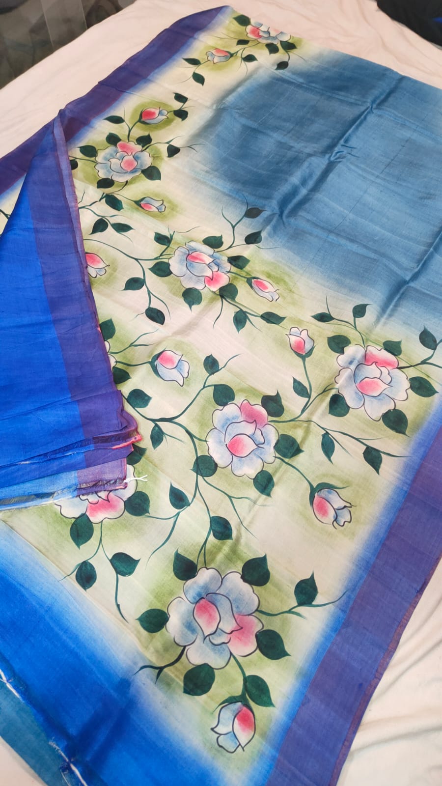 Hand print silk saree