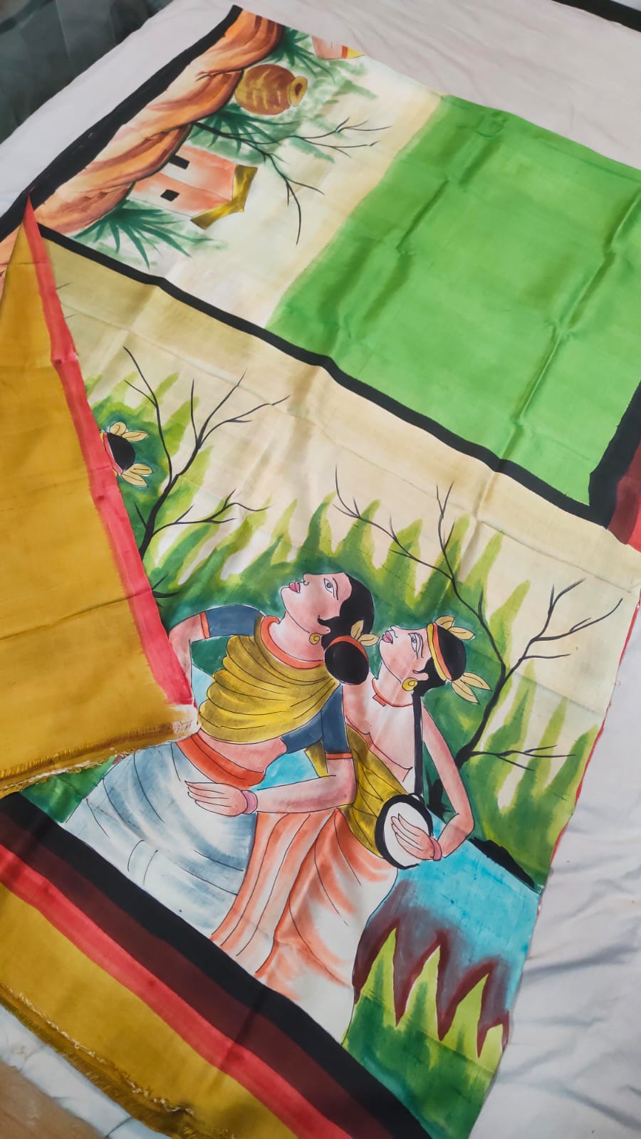 Hand print silk saree