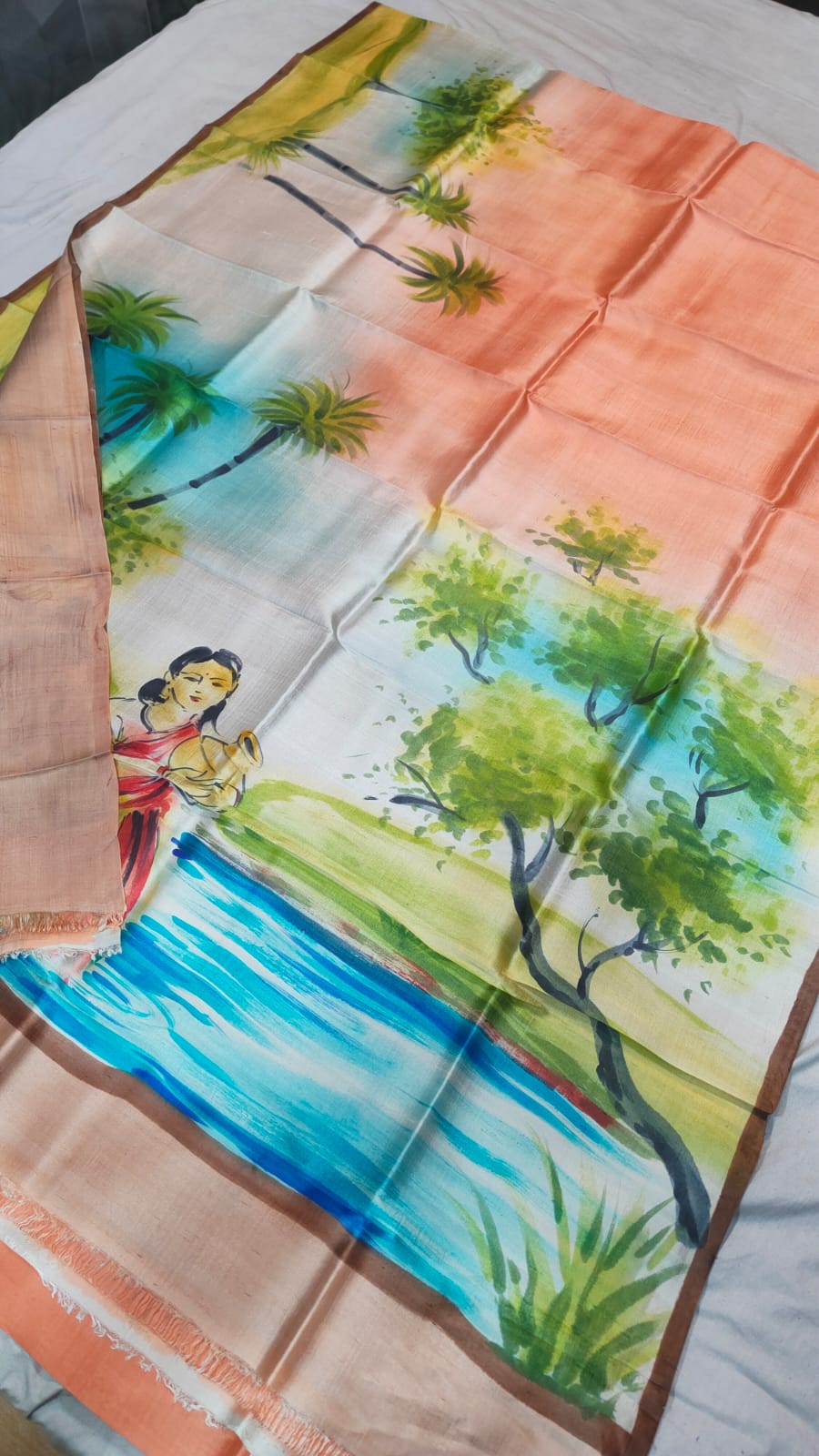 Hand print silk saree