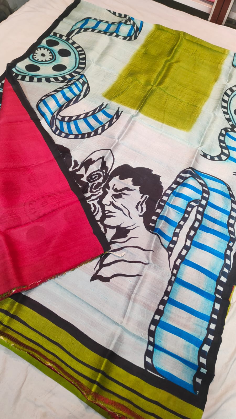 Hand print silk saree