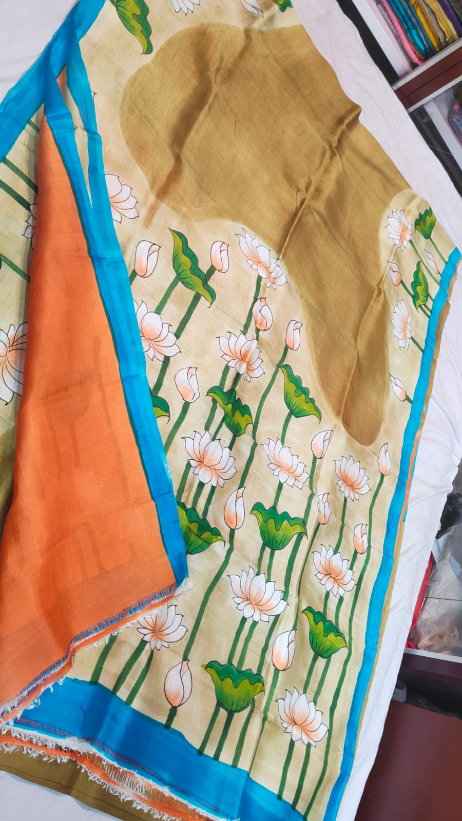 Hand print silk saree