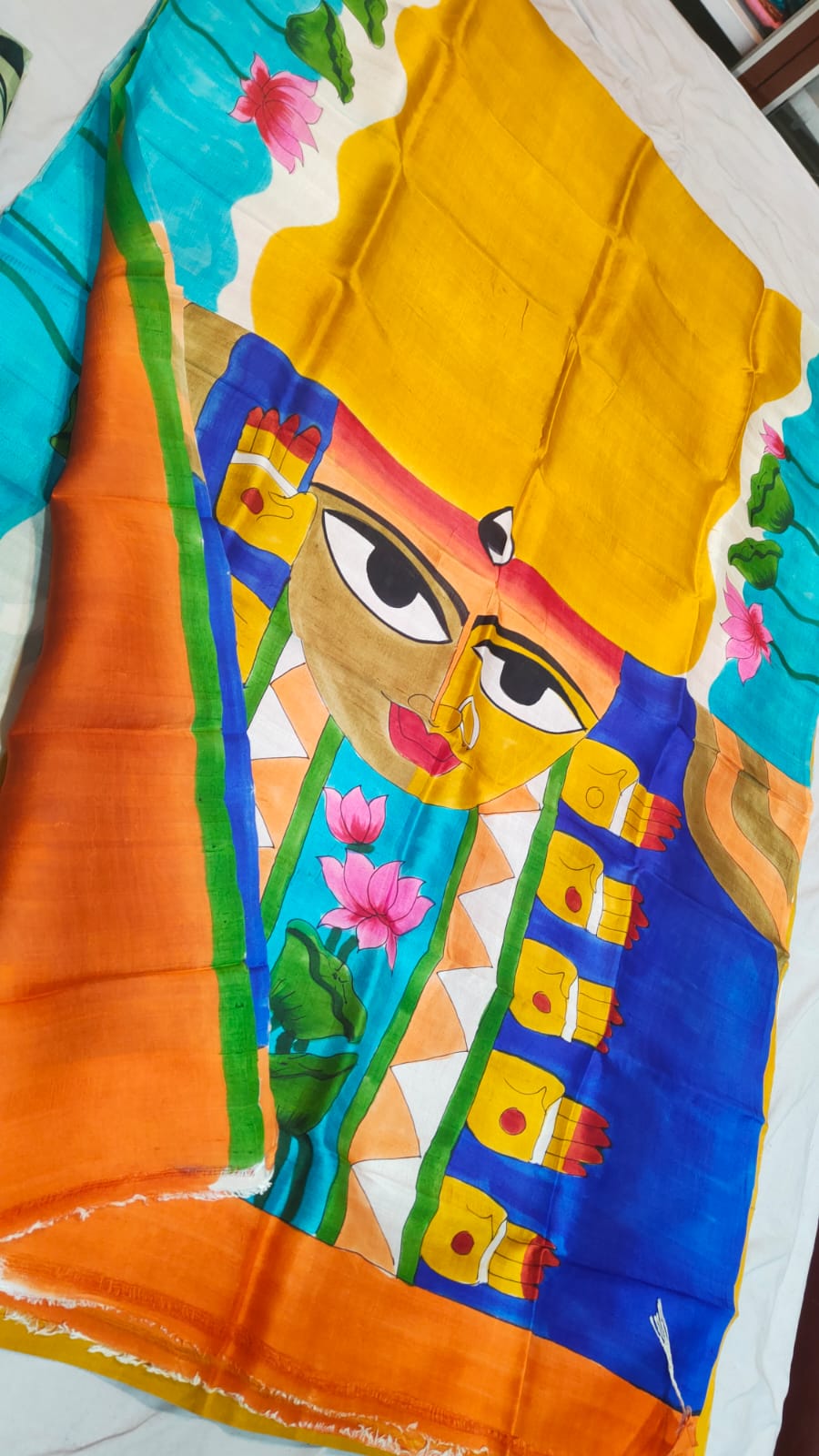 Hand print silk saree