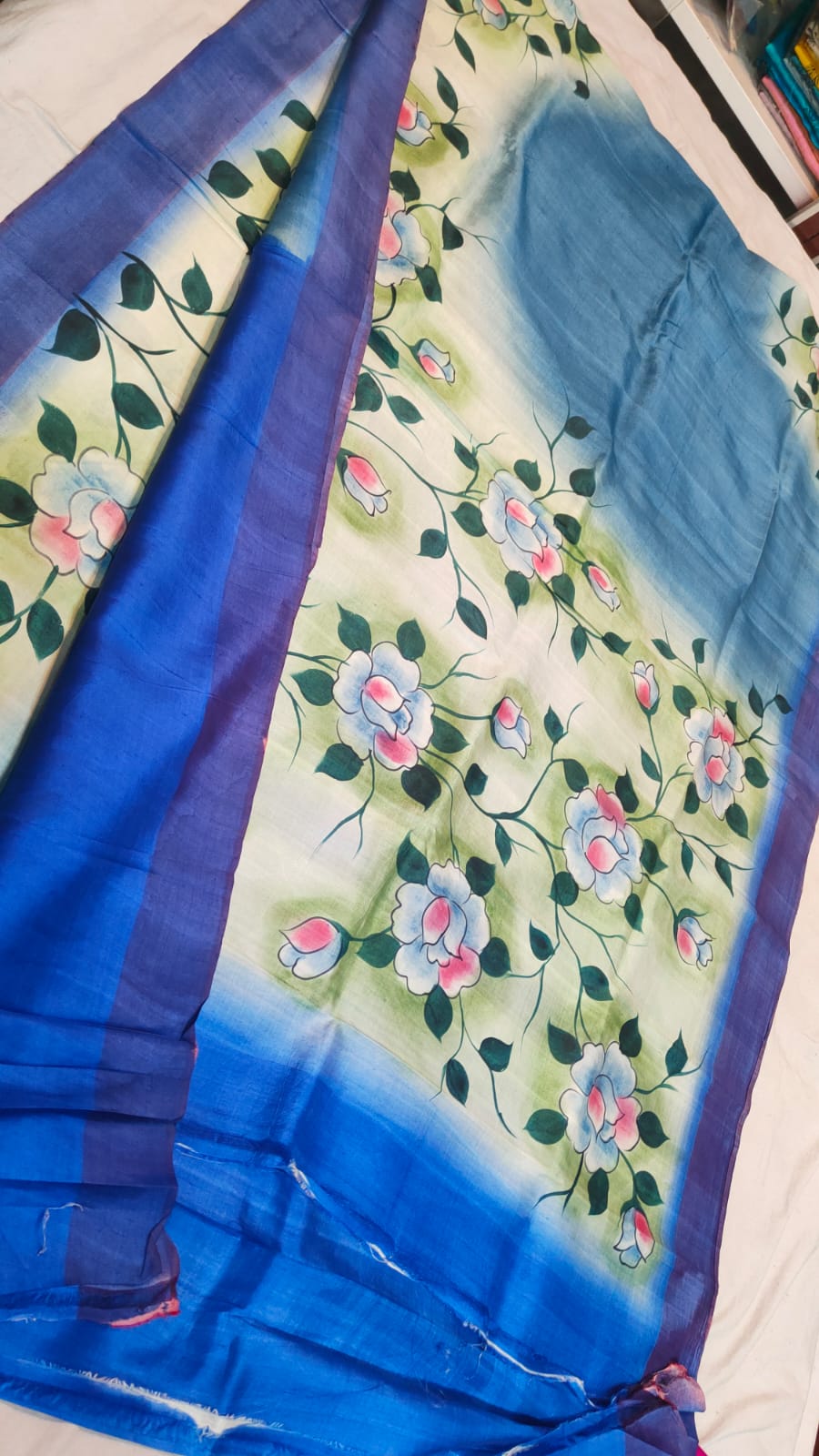 Hand print silk saree