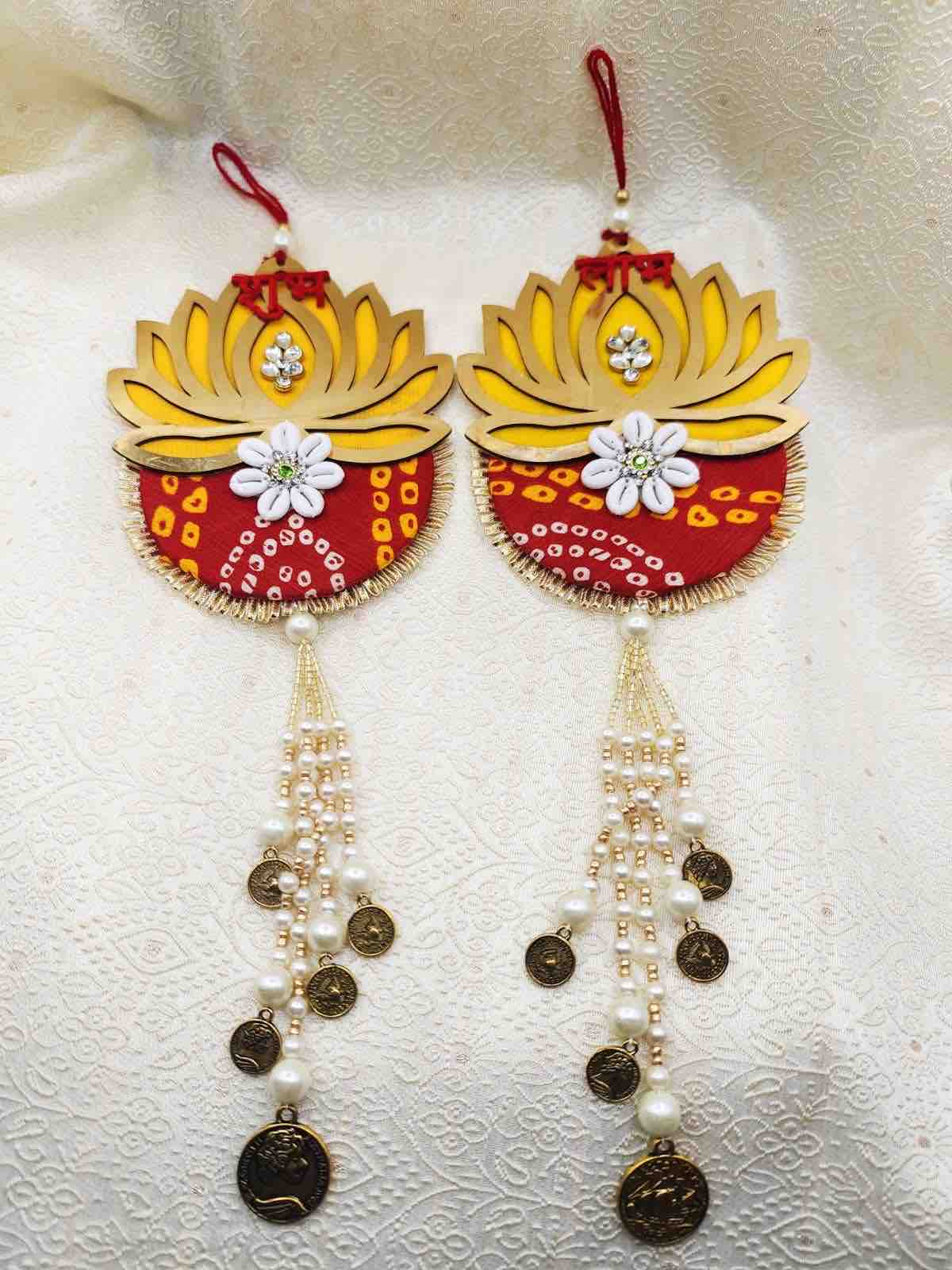 Lotus Bandhani kodi coins combination design subh labh Hanging ✨ 15*inch