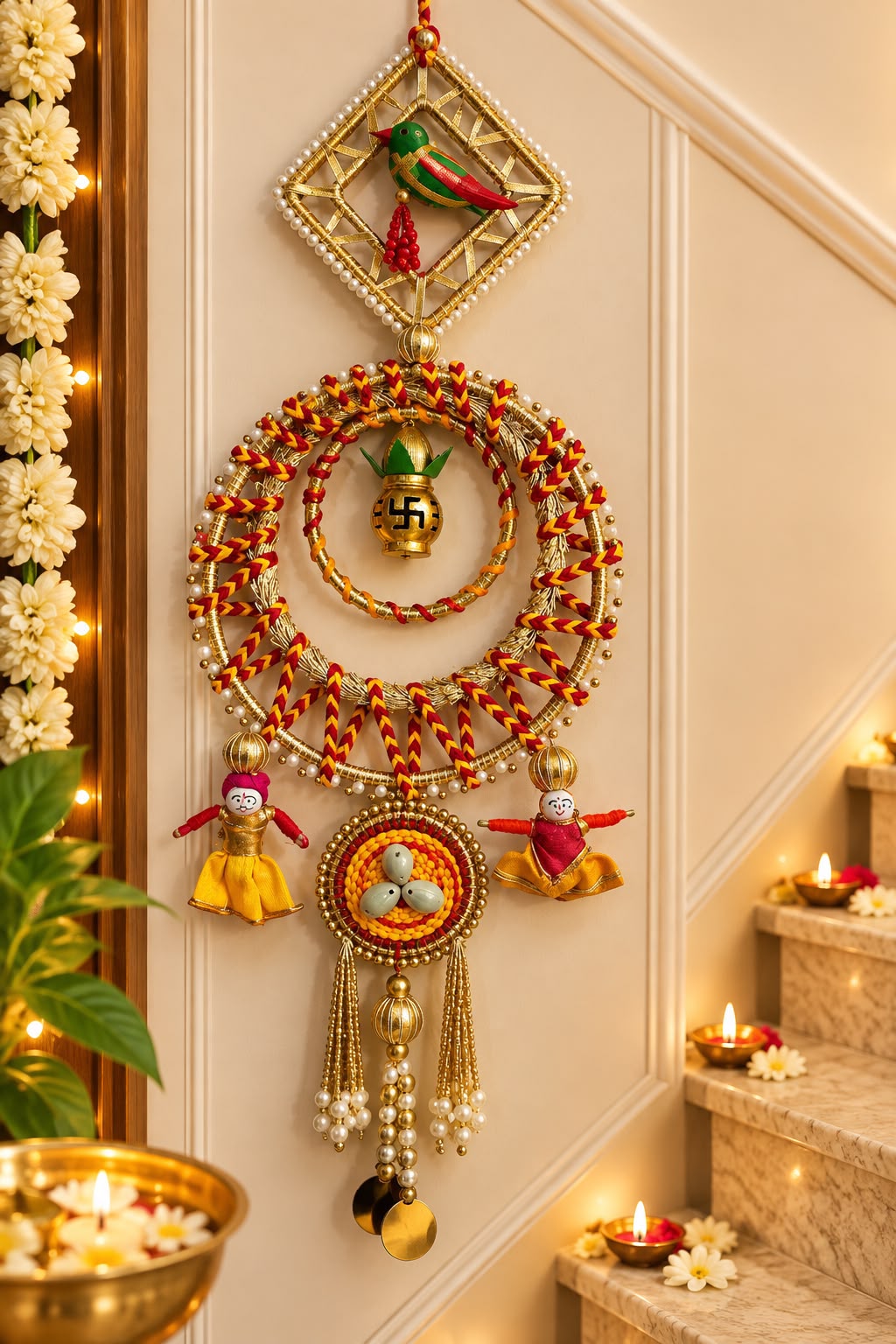 Auspicious 24 inch handcrafted wall hanging for Diwali and festive home decoration