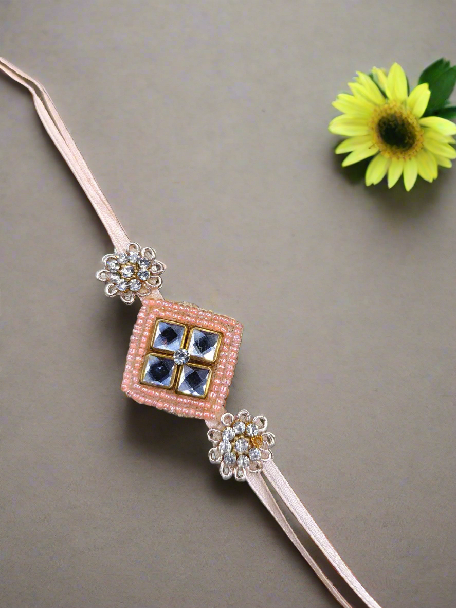 Handcrafted stone & pearl Rakhi
