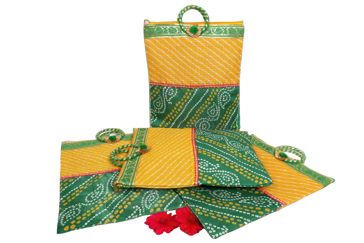 Bandhani design Chudi Handles bag for gifting ✨️pack of 14 size H 32 L 25 cm