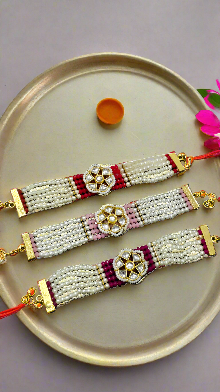 Ravishing Jadau Kundan Bracelet Rakhi(pack of 1)