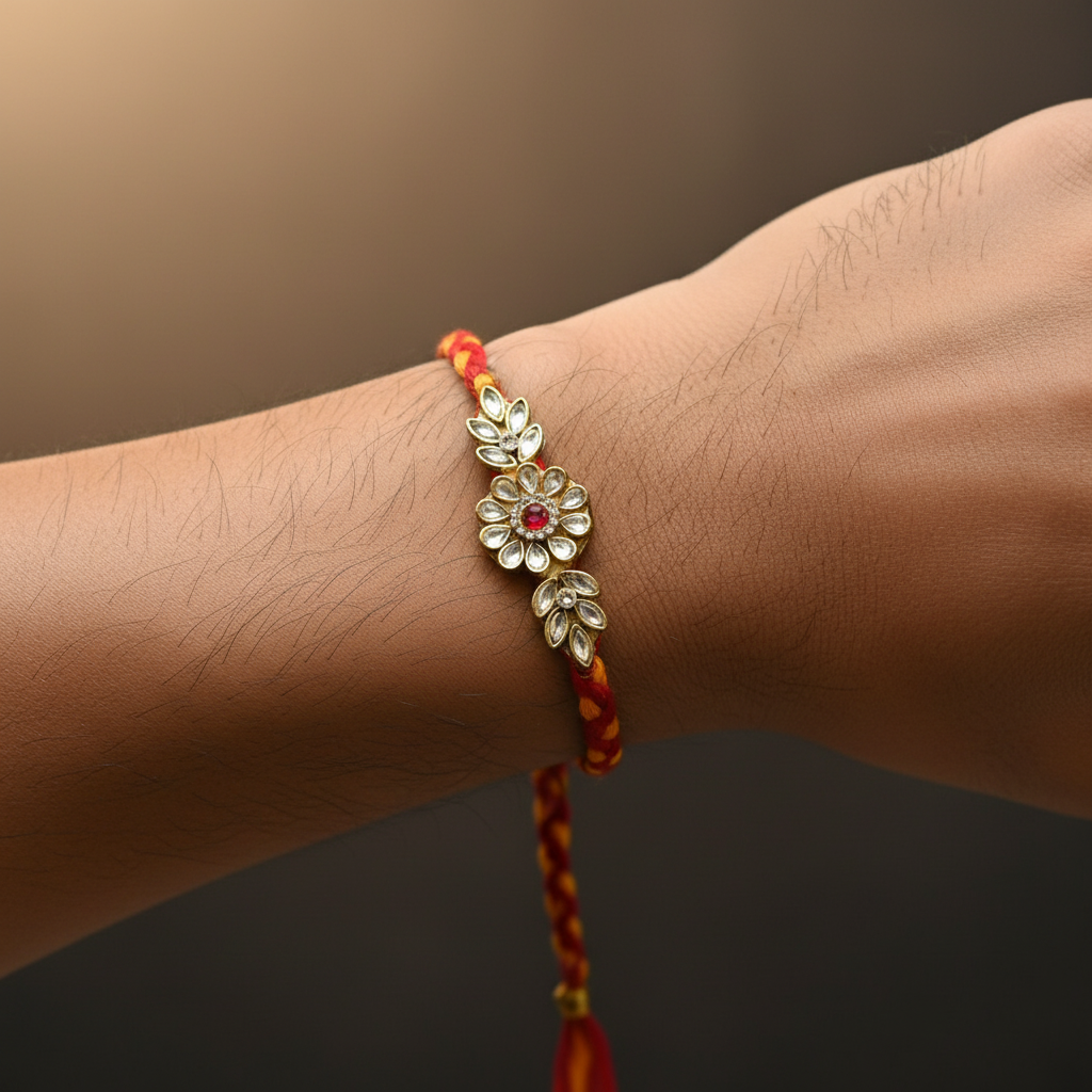 Stone diamond butti moli kalwa beautiful Rakhi pack of 1