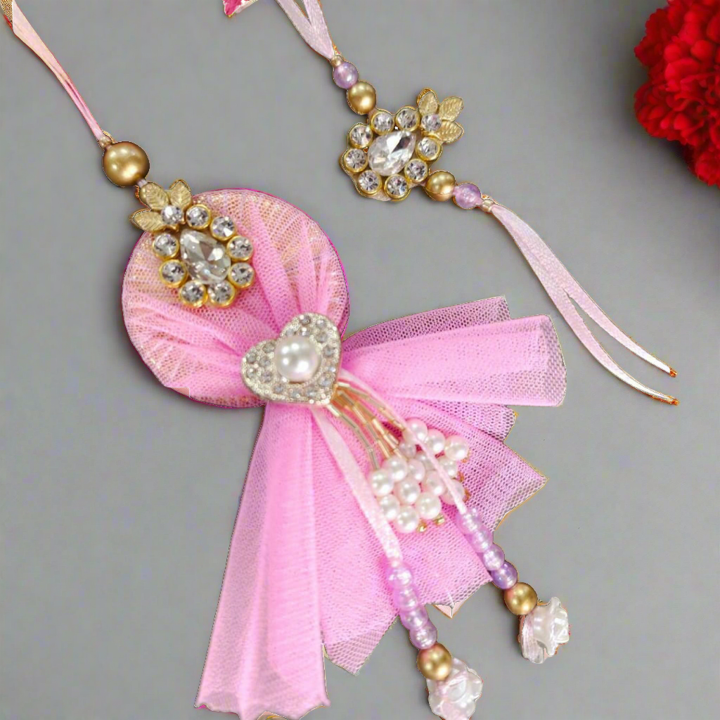Sisterly Love Rakhi for Bhaiya and Bhabhi with Roli chawal set