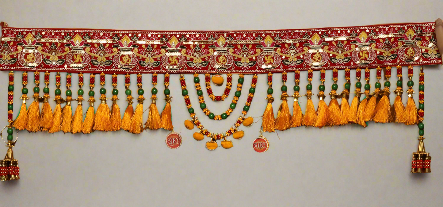 Embroidery Swasthik kalash velvet bandarwal/Toran 37* inch