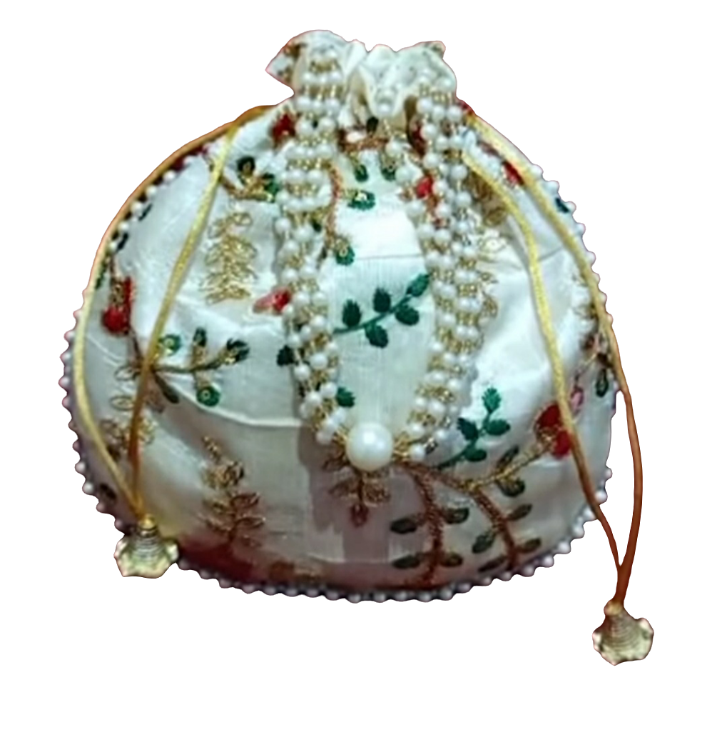 Beautiful handcrafted embroidery pearl work Potli bag for gifting 🌹pack of 1 size: L 8.4* H 9*inch pack of 14