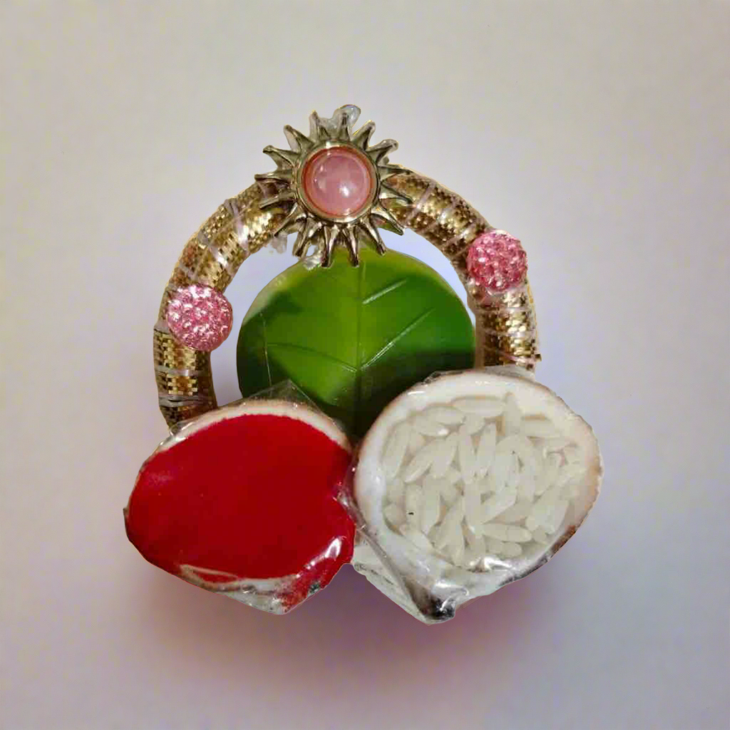 Sisterly Love Rakhi for Bhaiya and Bhabhi with Roli chawal set