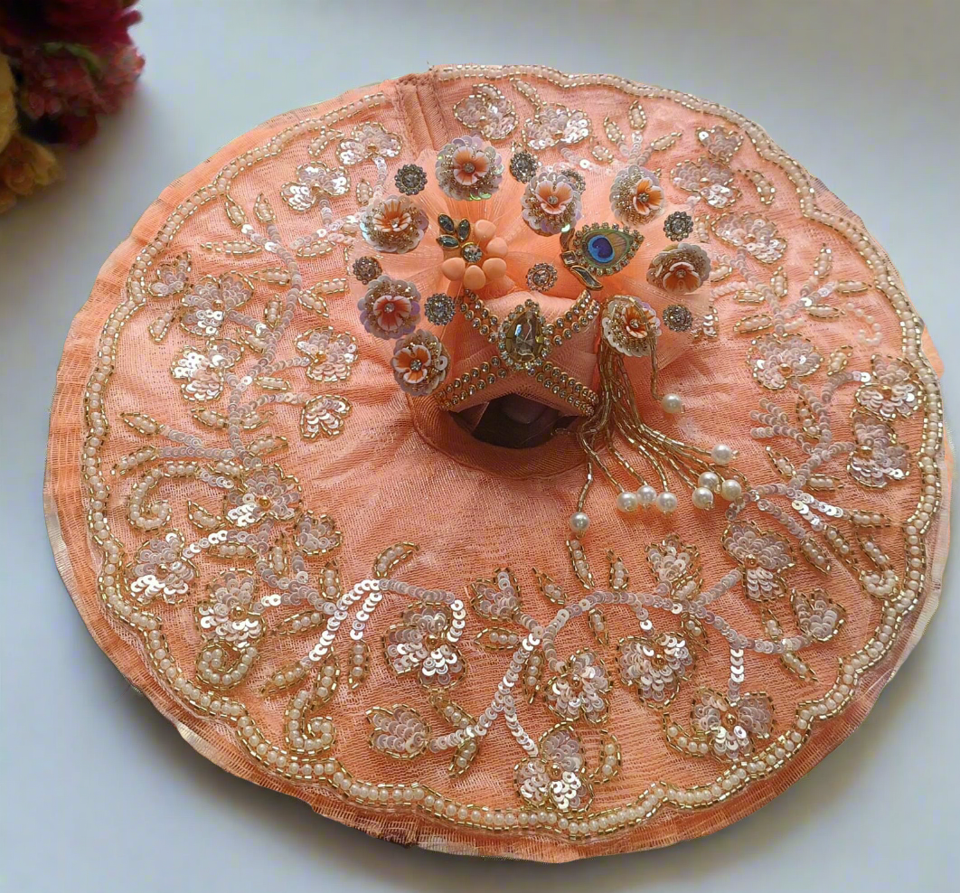 Tyohar special peach color designer Laddu Gopalji Poshak with mukut (pagri)🦚