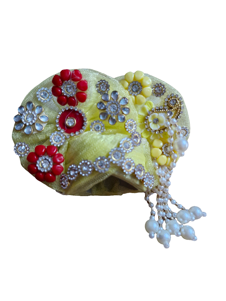 Tyohar special Pearl stone yellow red Ladoo Gopalji Poshak with Pagri🌹