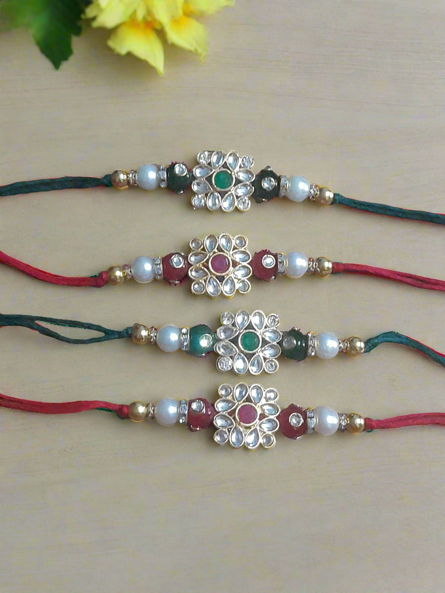 Designer kundan work stone Rakhi (pack of 1)