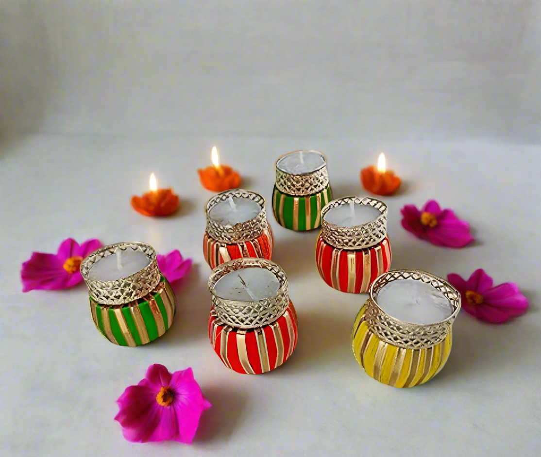 Damru candle diya 6 pieces damru candle holder diya with T-lite 🪔