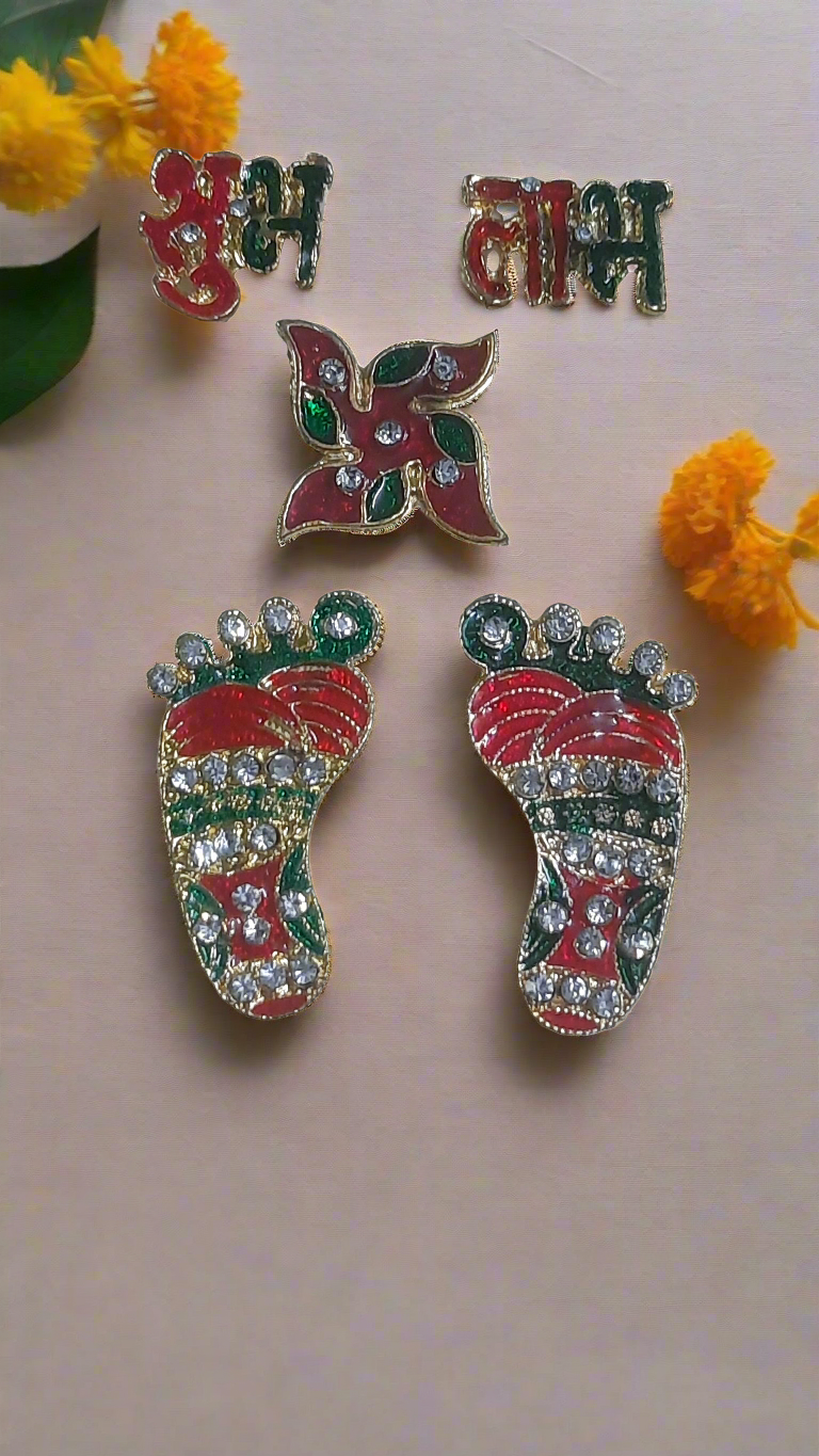 Charan for Diwali Decoration Laxmi ji Charan for Prosperity and Wealth🌹metal / size 1.5 inch