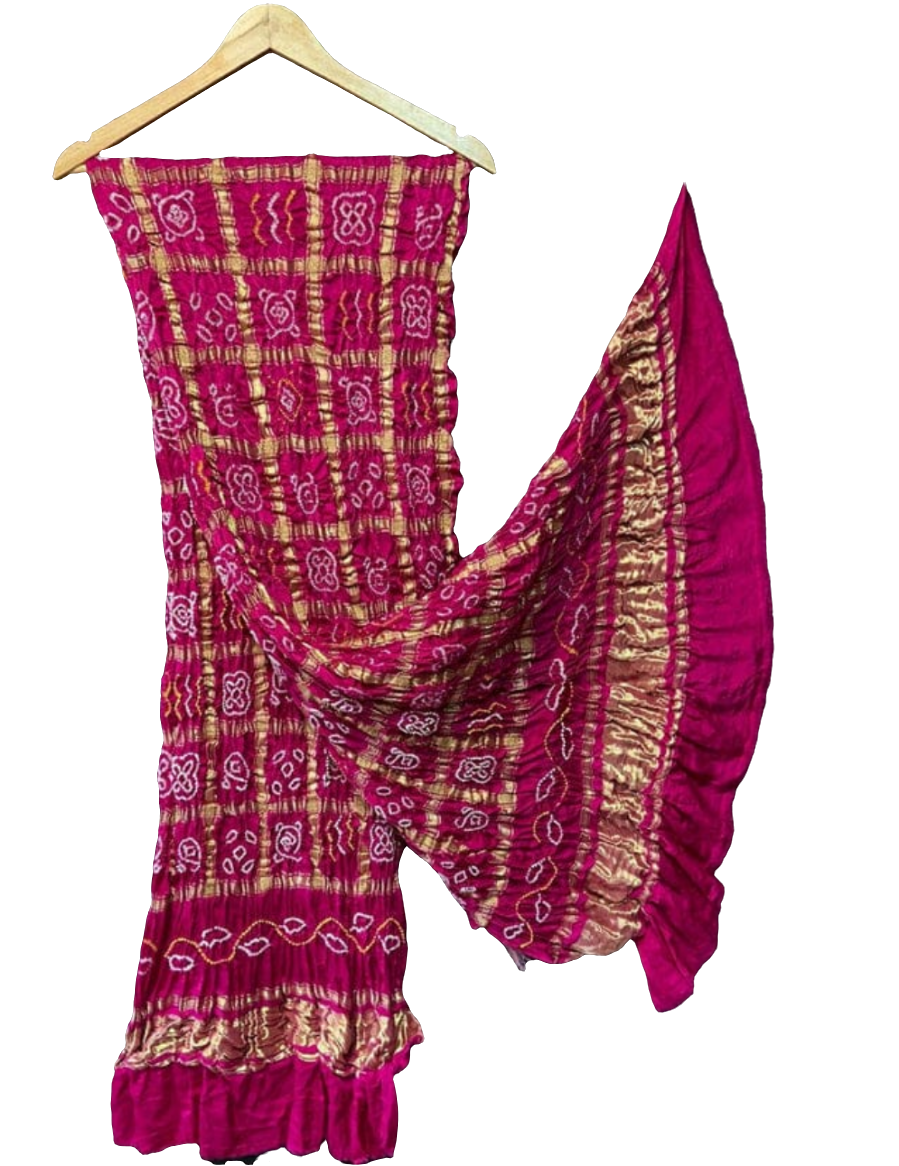 Royal Rani color pure gaji silk Bhandhej Ghatchola duppata 💫
