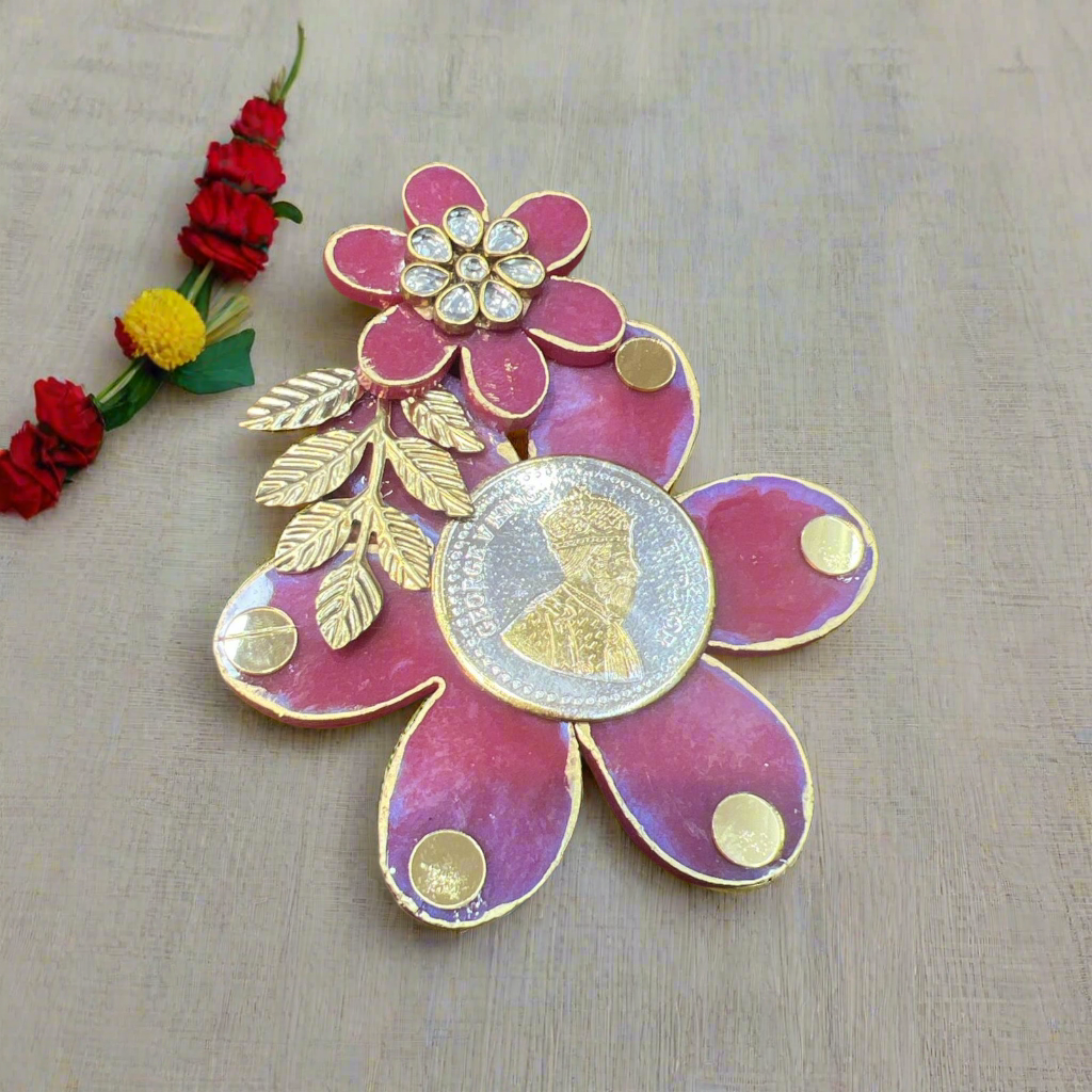 Flower Shape Resin Coin Platters with Garman silver coins- Perfect for gifting- sagun ✨️ size 3.5 inch pack of 10