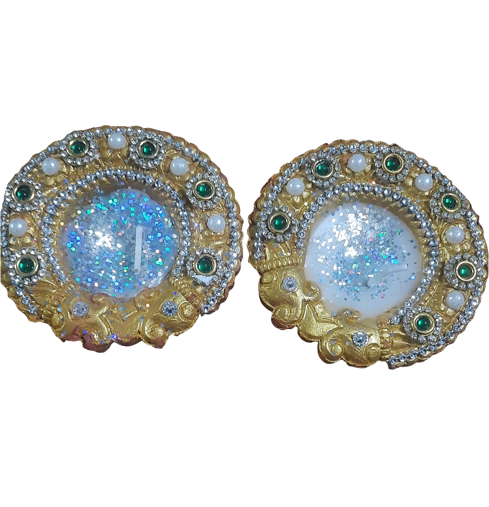 Moti stone diamond zardozi work golden wax diya 🪔 pack of 2 size 3*inch