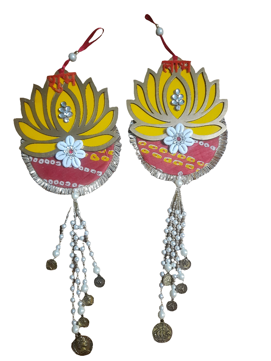 Lotus Bandhani kodi coins combination design subh labh Hanging ✨ 15*inch