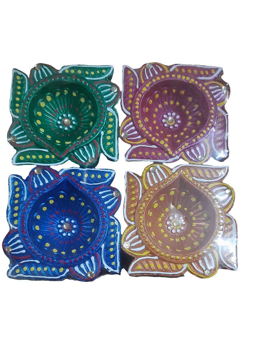 Traditional design swasthik terracotta Diya 🪔pack of 4 size 3*inch
