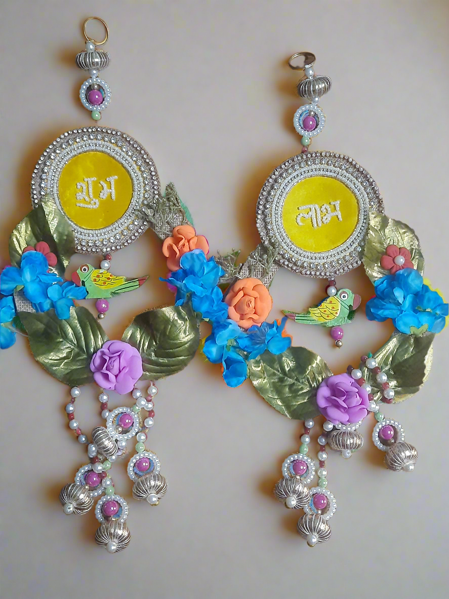 Beautiful handcrafted floral parrot 🦜 subh labh Hanging 💫 16* inch long