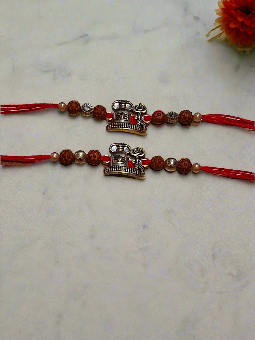 Shivji Rudraksha oxidized silver metal Rakhi pack of 1
