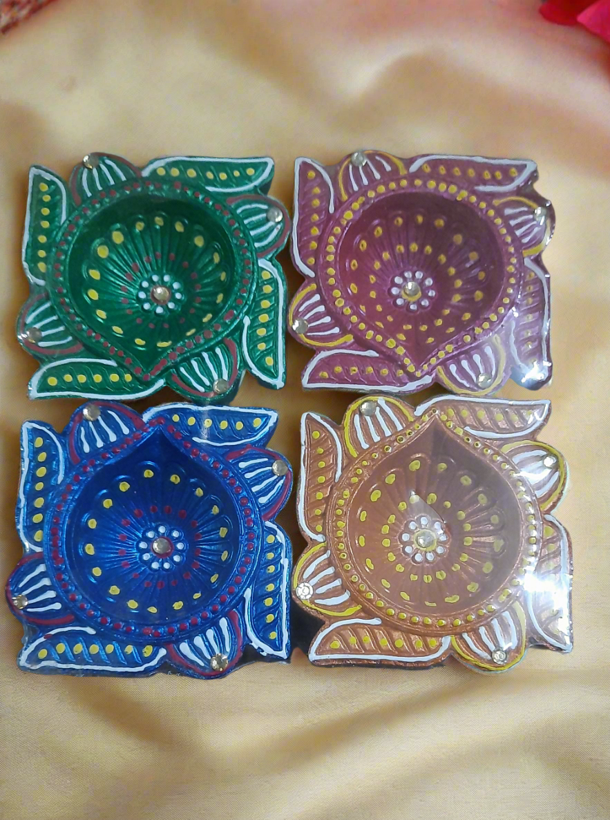 Traditional design swasthik terracotta Diya 🪔pack of 4 size 3*inch