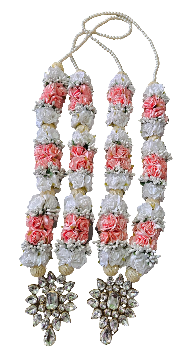 Elegant Floral Varmala Set for Indian Wedding – 24 Inch Bride & Groom Garland Pair
